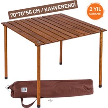 Bag The Joy 70x70x55 Katlanır Rulo Kamp ve Piknik Masası - Kahverengi