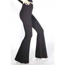 Swana Kadın Siyah Ispanyol Paça Çelik Örme Toparlayıcı Tayt