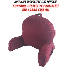 Xpermate ErgoDestek Sırt Minderi Fermuarlı-Kollu yastık -Ameliyat Sonrası Yastık - TV Yastığı  Bordo