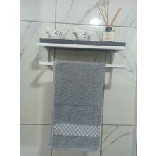 Lyla Concept Fulya Banyo Ahşap Raflı Beyaz Metal Havlu, Şal Askılık