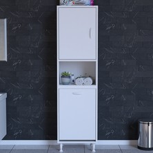 Modilayn Nur Söke Şile 45 x 163,4 x 32,5 cm 2 Kapak 3 Bölmeli Kirli Çamaşır Sepetli Banyo Dolabı