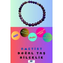 Gümüştel El Sanatları Sertifikalı Ametist Doğal Taş Bileklik 6 mm