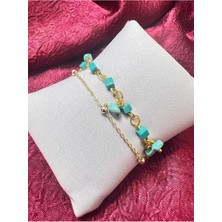 Gümüştel El Sanatları Sertifikalı Doğal Taş Özel Tasarım Turkuaz Taşı