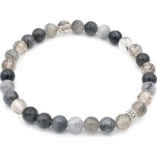 Gümüştel El Sanatları Sertifikalı Rutil Kuvars (Melek Saçı) Doğal Taş Bileklik 6 mm