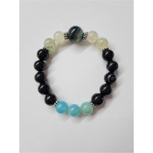 Gümüştel El Sanatları Sertifikalı Akik Doğal Taş Bileklik 10-14MM