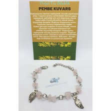 Gümüştel El Sanatları Sertifikalı Pembe Kuvars Taşı Bileklik Orijinal Doğal Taş Tasarım Bileklik