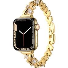 Coolacs Apple Watch 7/8/9 41MM Uyumlu Kordon Damla Figürlü Parlak Taşlı Metal Kordon