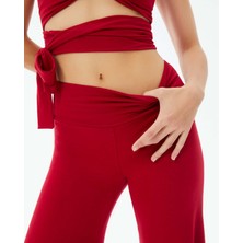 Ayma Active Kırmızı Şortlu Yoga Pantolon Ince Dökümlü Yoga Pantolon