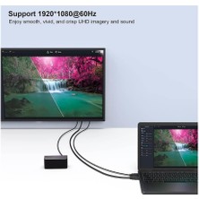 Koodmax - HDMI To VGA Kablo 3.5mm Ses ve USB Güç Destekli - 1080P - 1 Metre