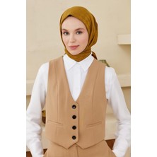 QEF Dama Desen Modal Jakar Eşarp Hardal