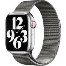 Coolacs Apple Watch 7/8/9 41MM Uyumlu Kordon Metal Tel-Örgü Işlemeli Kordon