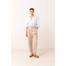 ROMAN Çift Pileli Havuç Pantolon Bej Y2412043_024