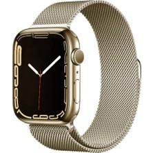 Coolacs Apple Watch 7/8/9 45MM Uyumlu Kordon Metal Tel-Örgü Işlemeli Kordon