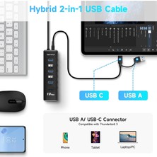 RSHTECH Type C USB 3.2 Hub 8 Port USB 3.1 Alüminyum  6*10GBPS USB 3.2 Port  Sd Tf Kart 24W 12V 2A 100CM