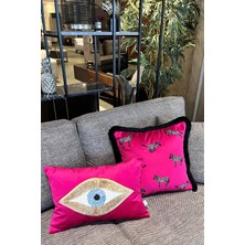 Ge Living Dekoratif Pullu Göz Desenli Mor Kadife Kırlent Kılıfı ( 35 cm x 50 cm )