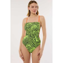 Ayyıldız Sarı Mayokini Kadın 38 Beden Ayarlanabilir Askılı Zebra Desenli İnce Sünger Kaplı 49627