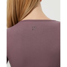 Ayma Active Lila Anvelop Belden Bağlamalı Crop Bluz