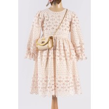 Tivido Çiçek Desenli Fisto Kumaş Kız Çocuk Elbisesi