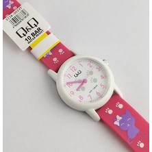 Q&q V23A-001VY Kedi Pati Desenli Çocuk Kol Saati