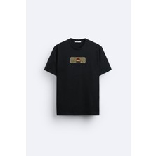 Loss Buttom Ağır Kumaş Kenar Nakışlı Classic Car Oversize T-Shirt