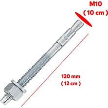 Badem10 Saplamalı Klipsli Çelik Dübel M10X120 mm Raf Montaj Bağlantı Zemin Bağlantı Tavan Beton Asma Aparat