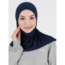 Ecardin Düz Logo Hijab Hf - Premium Spor Günlük Başörtüsü Hazır Konforlu Tesettür Hijab Bone