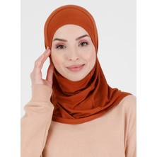 Ecardin Düz Logo Hijab Hf - Premium Spor Günlük Başörtüsü Hazır Konforlu Tesettür Hijab Bone