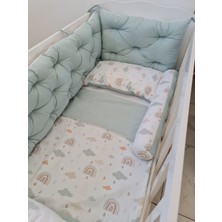 BabyNest 70X140 Çift Yönlü Beşik 4 Kenar Koruma Takımı Mavi Gok Yesıl