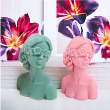 By Hobi Yap Göz Bandı Çiçekli Kız Silikon Mum Kalıbı