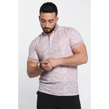 Julude Gülkurusu Polo Yaka Yarım Düğme Detaylı Desenli Erkek Tişört P-00009295