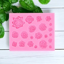 By Hobi Yap Tek Kalıpta 20 Adet Mini Gül Çeşitleri Silikon Kalıp Seti