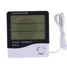 Zining Shop Htc-2 Tarzı Htc-1 Termohigrometre Tek Sıcaklık Büyük Ekran Ev Elektronik Termohigrometre, Çalar Saatli (Yurt Dışından)