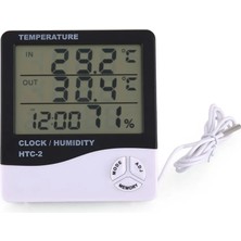 Zining Shop Htc-2 Tarzı Htc-1 Termohigrometre Tek Sıcaklık Büyük Ekran Ev Elektronik Termohigrometre, Çalar Saatli (Yurt Dışından)