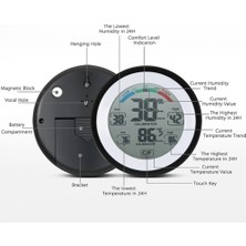 Zining Shop Siyah Stil Dijital Termometre Higrometre Sıcaklık Nem Ölçer Hava Istasyonu Için Yuvarlak Dijital Kapalı Sıcaklık Nem Ölçer (Yurt Dışından)