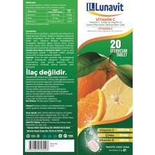 Lunavit Vitamin C Çinko ve Vitamin D İçeren 20 Efervesan Tb.