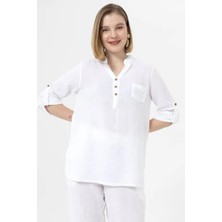 Kurular Tekstil Hakim Yaka Yarımpat Uzunkol Bluz
