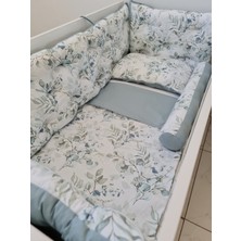 BabyNest 60X120 Çift Yönlü Beşik 4 Kenar Koruma (Yılan Yastık ) Yesıl Yapraklar