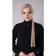 Hürrem Bone Bej Pratik Hazır Geçmeli Tesettür Bone Sandy Kumaş Atkılı  2204_12