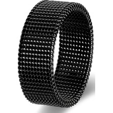 Takı Dükkanı Unisex 8mm Esnek Örgü Hasır Çelik Yüzük SB1SB2