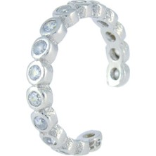 Shemora 925 Ayar Gümüş Tam Tur Taş Detaylı Kıkırdak Küpe