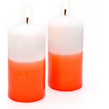 Missi 2li Degrade Turuncu Silindir Mum (5,5CMX11 Cm)