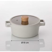 Neoflam Fika Alüminyum Bej Cam Kapaklı Döküm Tencere 18 cm