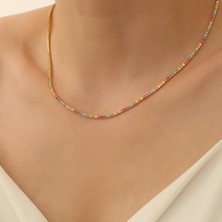 Nox Jewelry 925 Ayar Gümüş Rainbow Su Yolu Italyan Kolye