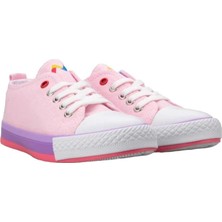 Unisex Erkek Kız Çocuk Keten Kısa Convers Modeli Bağcıklı Spor Ayakkabı Pembe