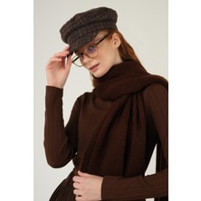 HE-QA Düz Örgü Atkı Kahve