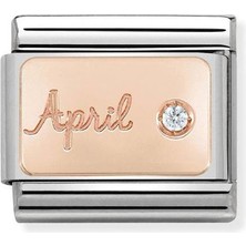 Nomination Composable Classic Dekoratif Link - Ay Taşları - Nisan Elmas -  9k Rose Altın