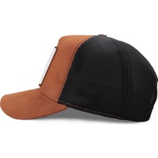 BlackBörk V1 Trucker Ayı - 3 Kod Logolu Unisex Camel-Siyah Şapka (Cap)