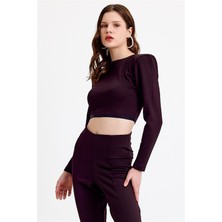 JAHR MARC Siyah Vatkalı Crop Fit Bluz