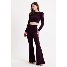 JAHR MARC Siyah Vatkalı Crop Fit Bluz