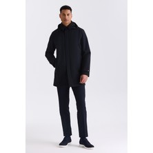 Jakamen Siyah Comfort Fit Kapüşonlu Gizli Fermuarlı Klasik Model Mont